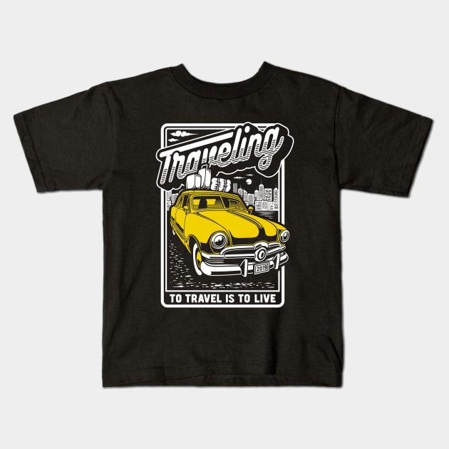 Hudson Hornet "traveling" Kids T-Shirt by Madiaz